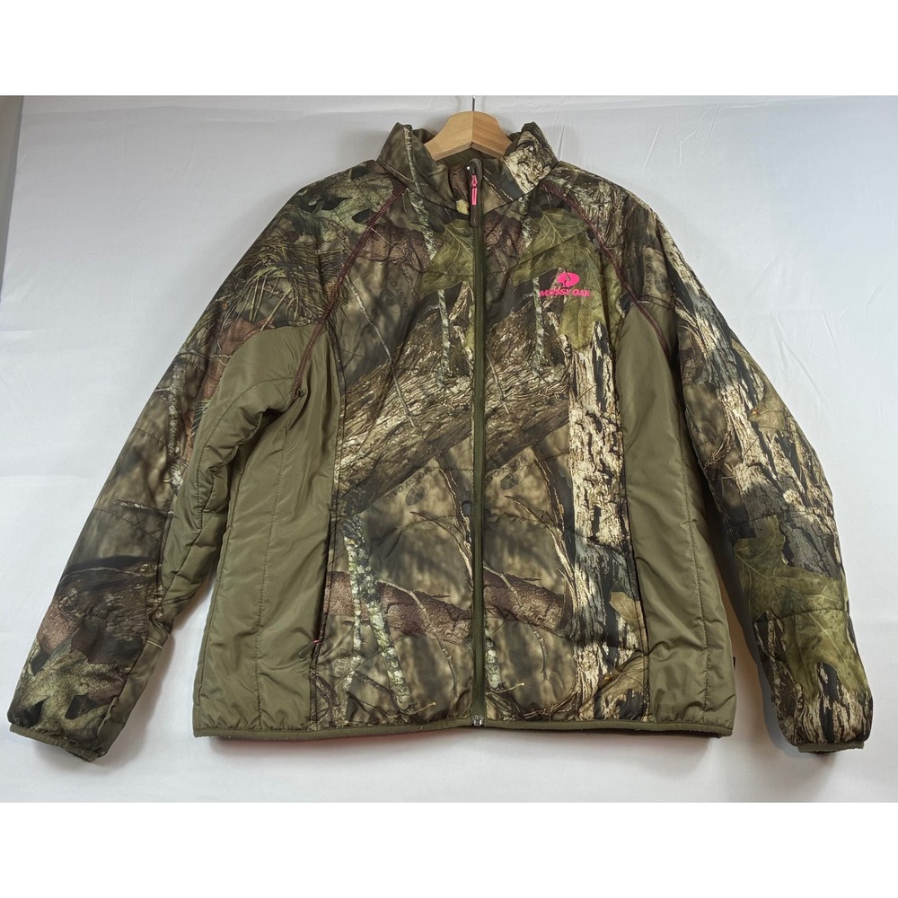 Mossy Oak Camo Jacket Womens Medium Green Pink 3M Thinsulate Insulated Full Zip